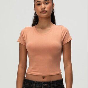 Tilly's Coral Pink Short Sleeve Crop Top